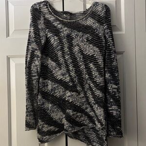 Inc International Concepts Blue  white Knit Boatneck asymmetrical Sweater size S
